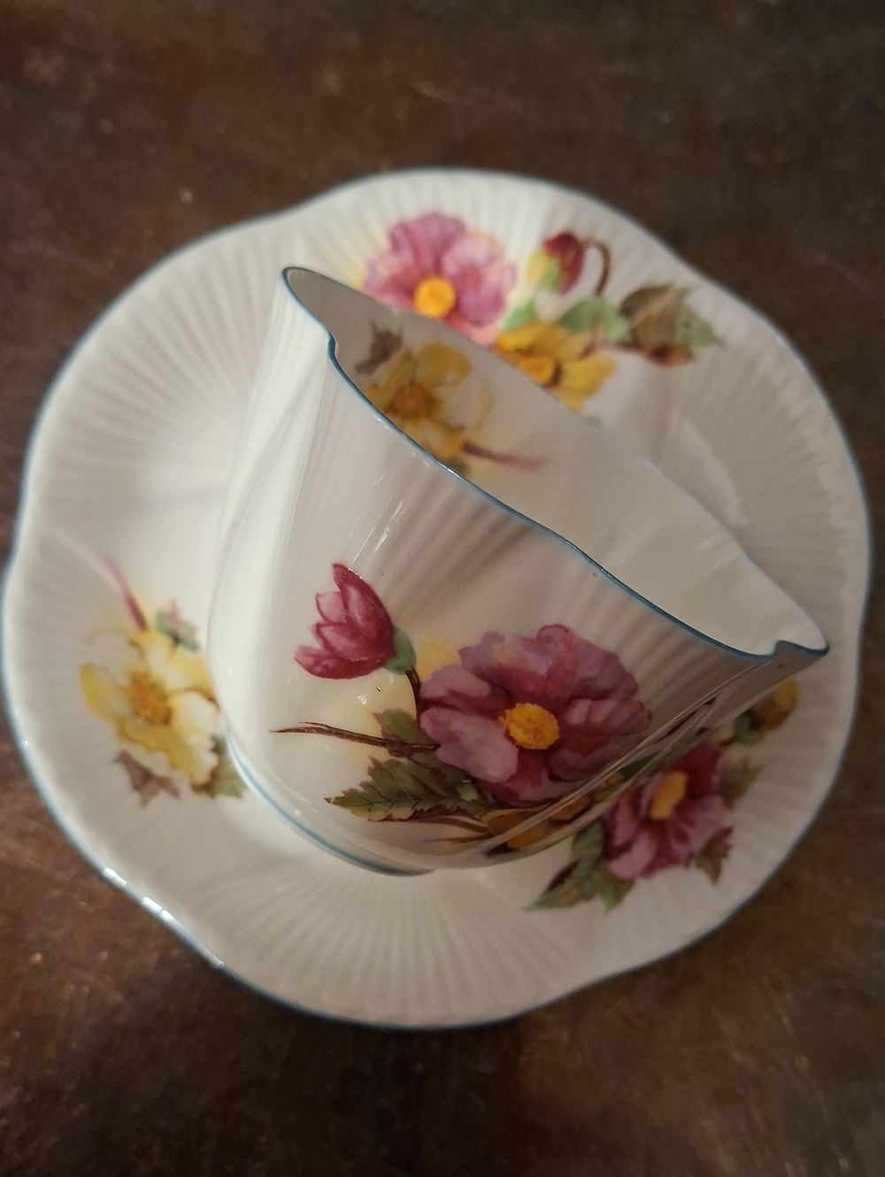 Shelley Cup & Saucer In The "Begonia" Pattern